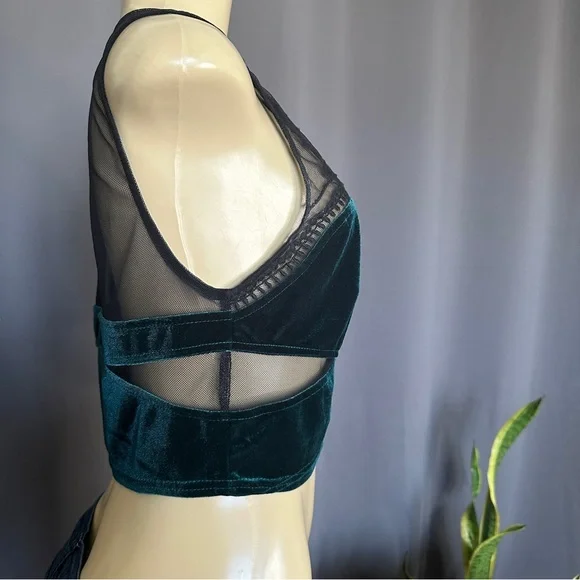 UO | STARING AT STARS Velvet and Lace Crop Top - Picture 5 of 9